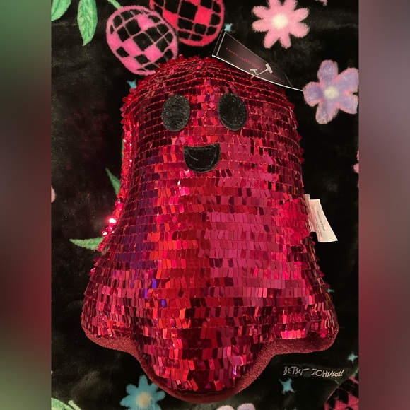 CHRISTIAN SIRIANO NWT Halloween Hot Pink Sequin Plush Weighted Ghost 👻💖🪩 - Picture 1 of 10